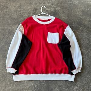 Vintage Venezia Sweater Womens 24 Red Crewneck Pocket Long Sleeve Sweatshirt